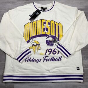 THE WILD COLLECTIVE Minnesota Vikings Sweatshirt Women's Large Oversized - Cream